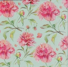 TWO Individual Napkins Peonies Flowers Cocktail for Decoupage 773