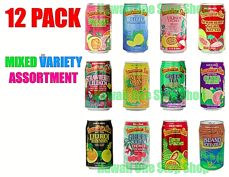 Hawaii Juice HAWAIIAN SUN guava  MIXED ASSORTMENT 12 pack 11.5oz cans FREE