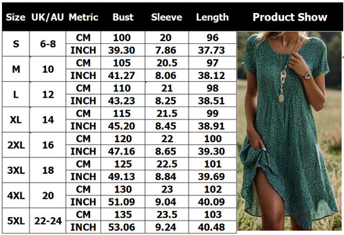 Womens Midi Sun Dress Short Sleeve Dresses PRINTED Holiday BOHO Summer PLUS SIZE - Picture 19 of 19