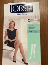 New Jobst Ultrasheer Support Compression Stkng Sz L 8-15 mmHg Silky Beige Thigh