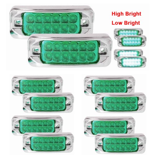 12-LED White Truck Side Marker Lights Clearance Chrome for Freightliner 12V24V - Foto 25 di 27