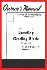 IH McCormick Deering Leveling & Grading Blade Manual Farmall A Super A Tractors