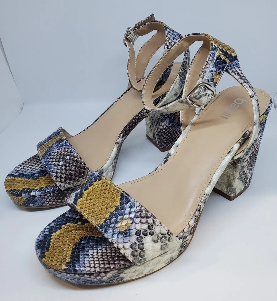 Bar III Women's Cabey Block Heel Sandals Snake Print Size 7M Ankle Strap - Image 2 of 4