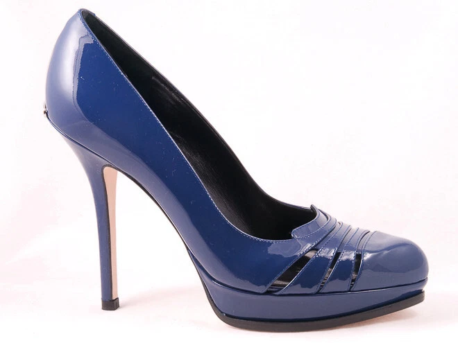 Chaussures neuves en cuir verni bleu Christian Dior glam 39 US 9