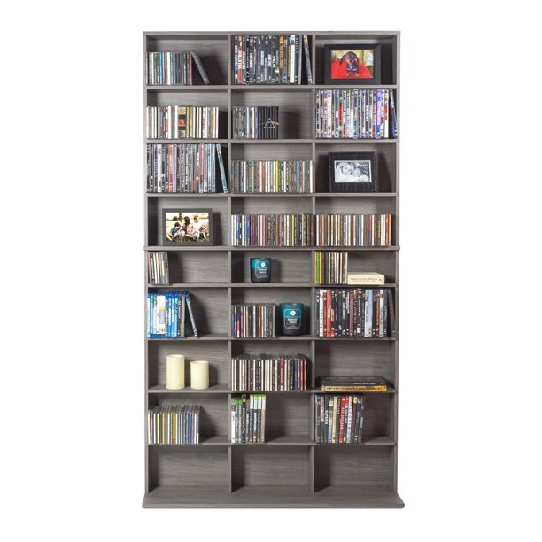 Atlantic 71" Elite XL 9-Shelf Media Storage Bookcase, Graphite Woodgrain