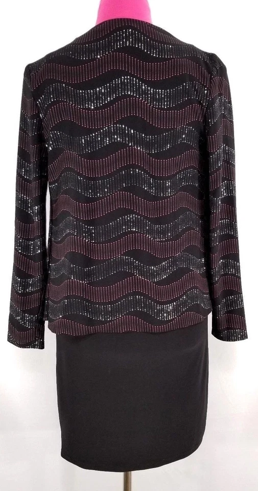 R & K Womens 2 pc Dress Size P2 Black Sleeveless w/ Glitter Asymmetrical Jacket - Image 4 of 4