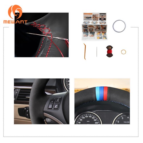 Suede Car Steering Wheel Cover for BMW 1 Series E81 E82 3 Series E90 E92 E93 A89 - Picture 5 of 8