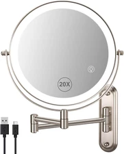 Wall Mounted Makeup Mirror, 1X/20X Magnifying Mirror with 8.5" Double Sided, Van