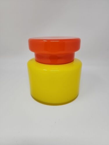 Barattolo/Lattina Luciano Vistosi Vetro di Murano Soffiato 1960 Italia Giallo/Arancione
