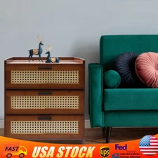 Wooden Nightstand Bedside Bedroom End Table Storage Shelf Stand with 3 Drawers