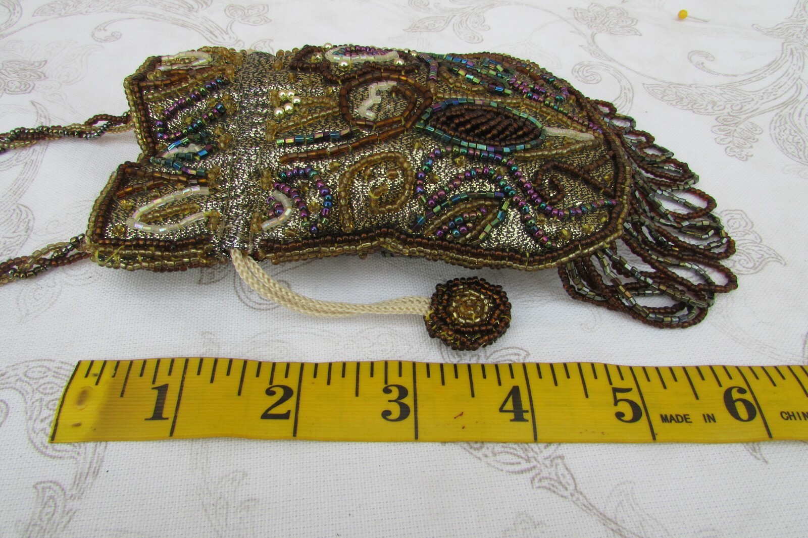 Hand Made Beaded Multicolor Mini Drawstring Fring… - image 9