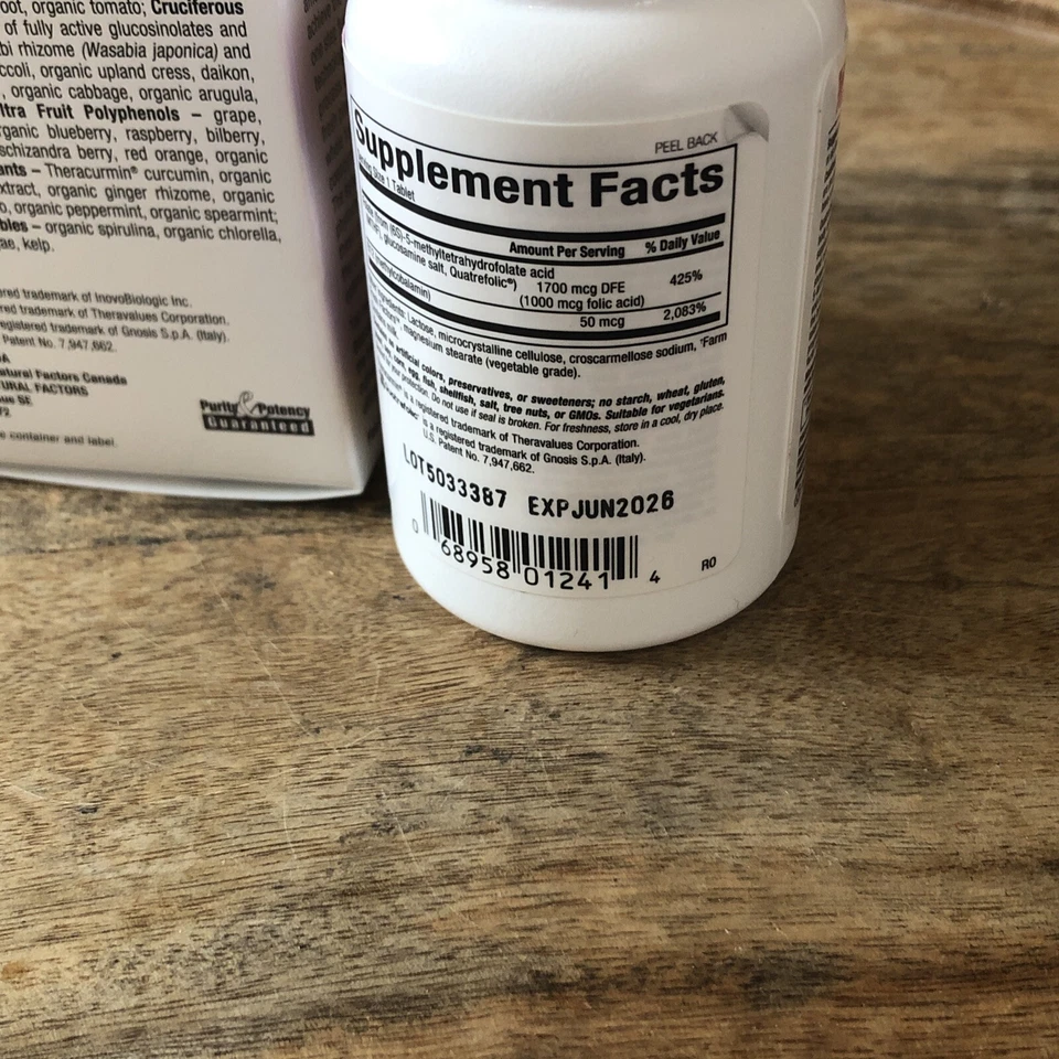 Folato BioCoenzimado Natural Factors + Vitamina B12, 60 Comprimidos - Caducidad 6/26 Foto 4 de 4
