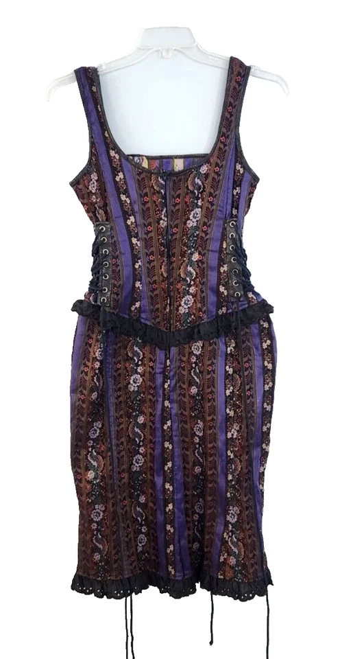 Vestido Lip Service Corsé Floral Púrpura Con Cordones Y2K Gótico Peligroso Enlace L Foto 2 de 4