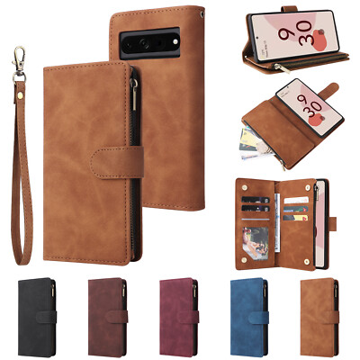 For Google Pixel 9 Pro XL/8/7A Magnetic Leather Zipper Card Wallet Stand Case