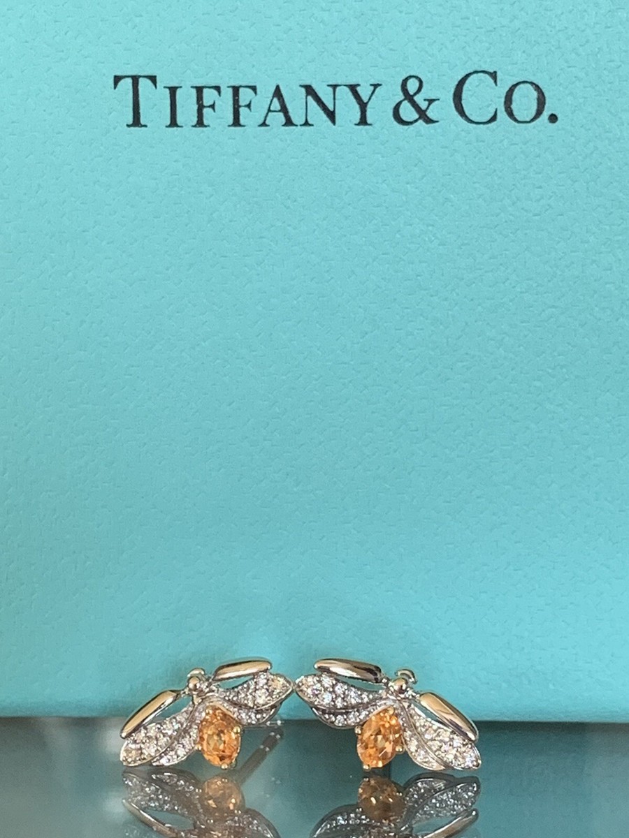 Tiffany & Co Platinum Spessartite Garnet Diamond Paper Flowers