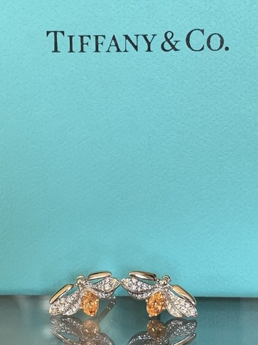 Tiffany & Co Platinum Spessartite Garnet Diamond Paper Flowers Firefly Earrings