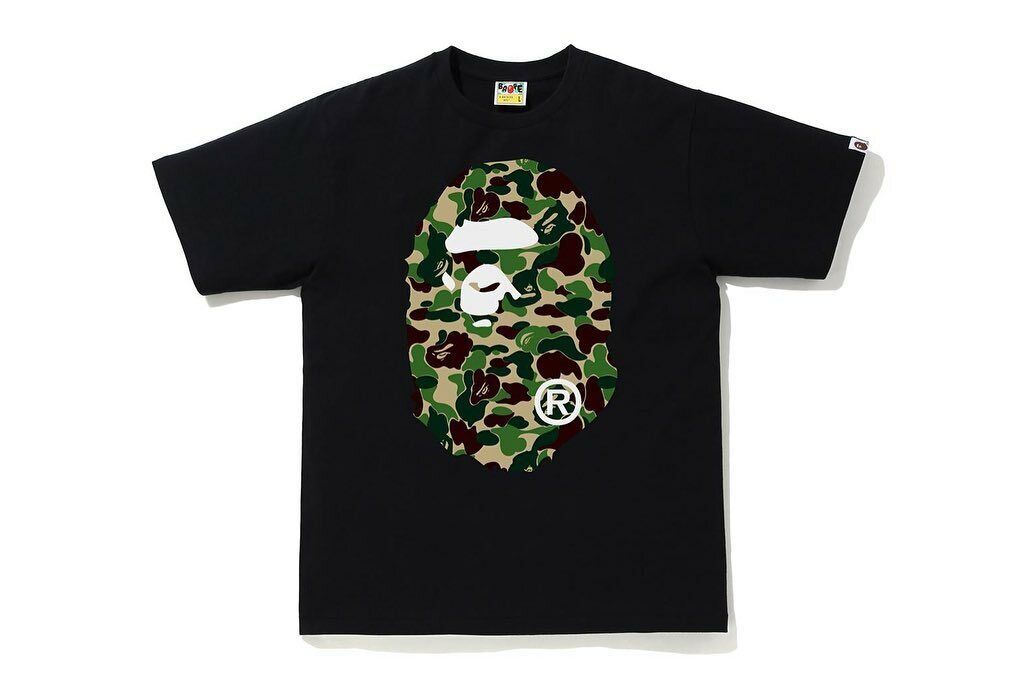 29185 bape abc camo big ape head black/green tee L