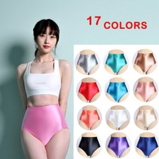 MJINM Women Glossy Panties Satin Briefs Knickers Opaque Shorts Underwear S-3X