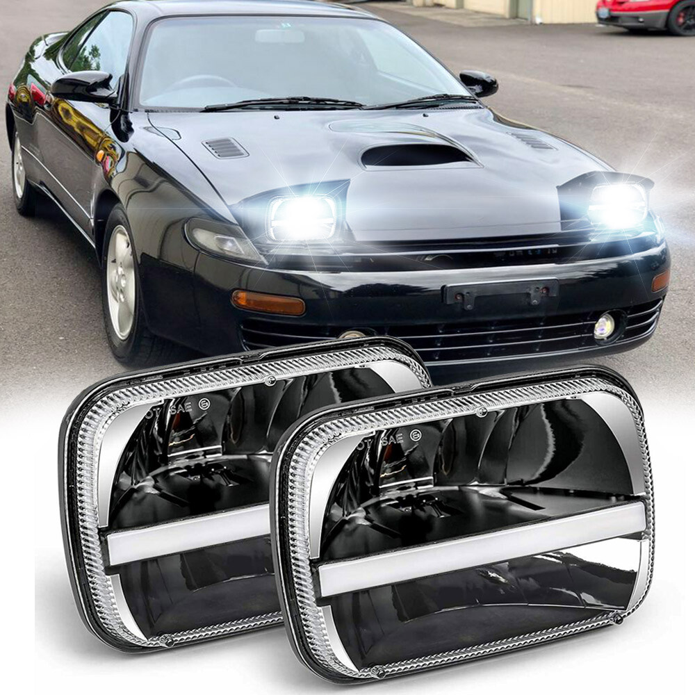 Pair 7x6'' 5x7 LED Headlights DRL For Toyota Celica 1982 -1993 MR2