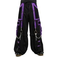 Mens Gothic Pant Black Purple Punk Baggy Tripp Pants Chrome Rings Amp Chain USA
