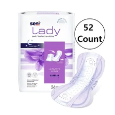 Bladder Control Pad Seni Lady Pads Ultimate Long 16-1/2" Overnight Heavy 52 Ct.