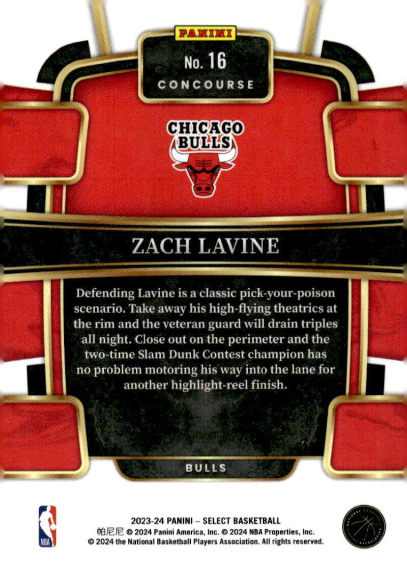 ZACH LAVINE 2023-24 Panini Select Blue Base #16 Bulls Concourse