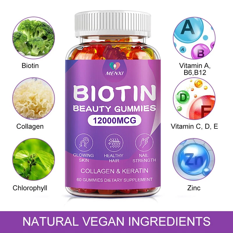 3 Pack Vitamatic Biotin Gummies 12000 mcg for Stronger Hair Skin Nails 60 Vegan - Image 4 of 4