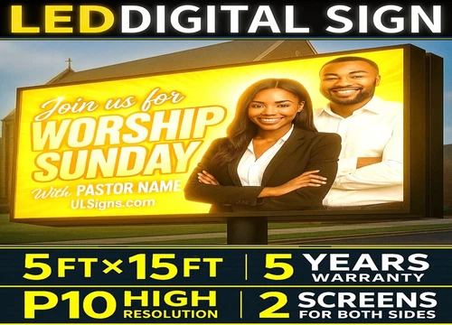P10 LED Billboard Sign 5x15 FT Double-Sided Outdoor Full-Color Programmable Disp