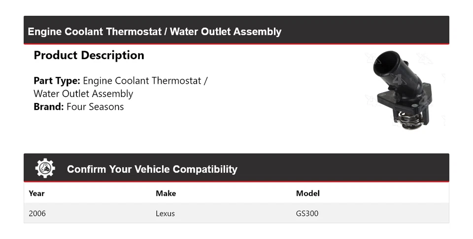 Conjunto de termostato de refrigerante/toma de agua para motor Lexus GS300 2006 4 estaciones Foto 2 de 4