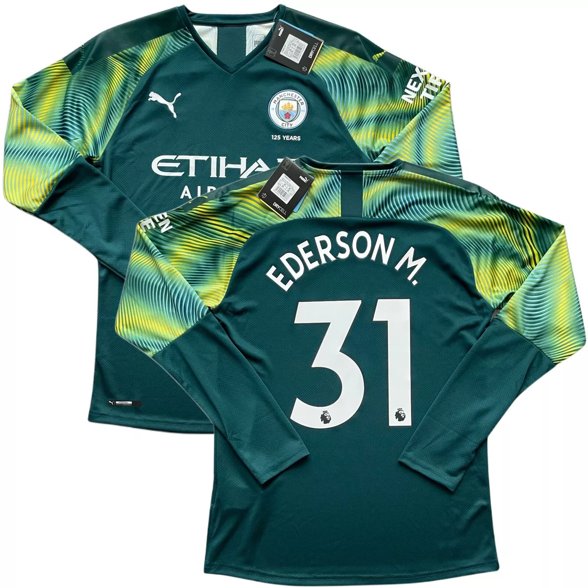 2019 20 Manchester City Goalkeeper Jersey 31 Ederson Medium Long