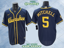 Milwaukee Brewers 5 Garrett Mitchell Cool Base Men's Stitched Jersey