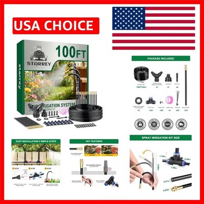2026 Upgrade 100FT Drip Irrigation System with 24 Adjustable Copper Nozzles