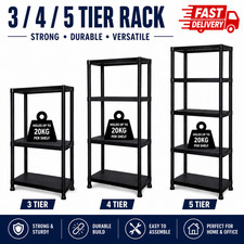 3/4/5 Tier Plastic Shelving Home Storage Heavy Duty Garage Racking Organiser