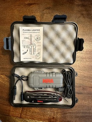 NRA Survival Kit Electric Torch Flashlight Multi-Function Plasma Lighter Knife