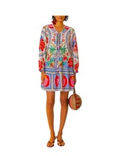NWT Farm Rio Floral Tropical Balloon Sleeve Mini Dress Tie Cotton Size M