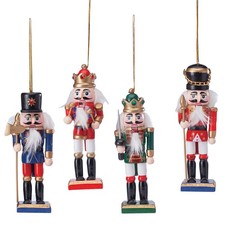 Holiday Peak 5" Wooden Nutcracker Ornaments, Set of 4, Christmas Tree Decoration