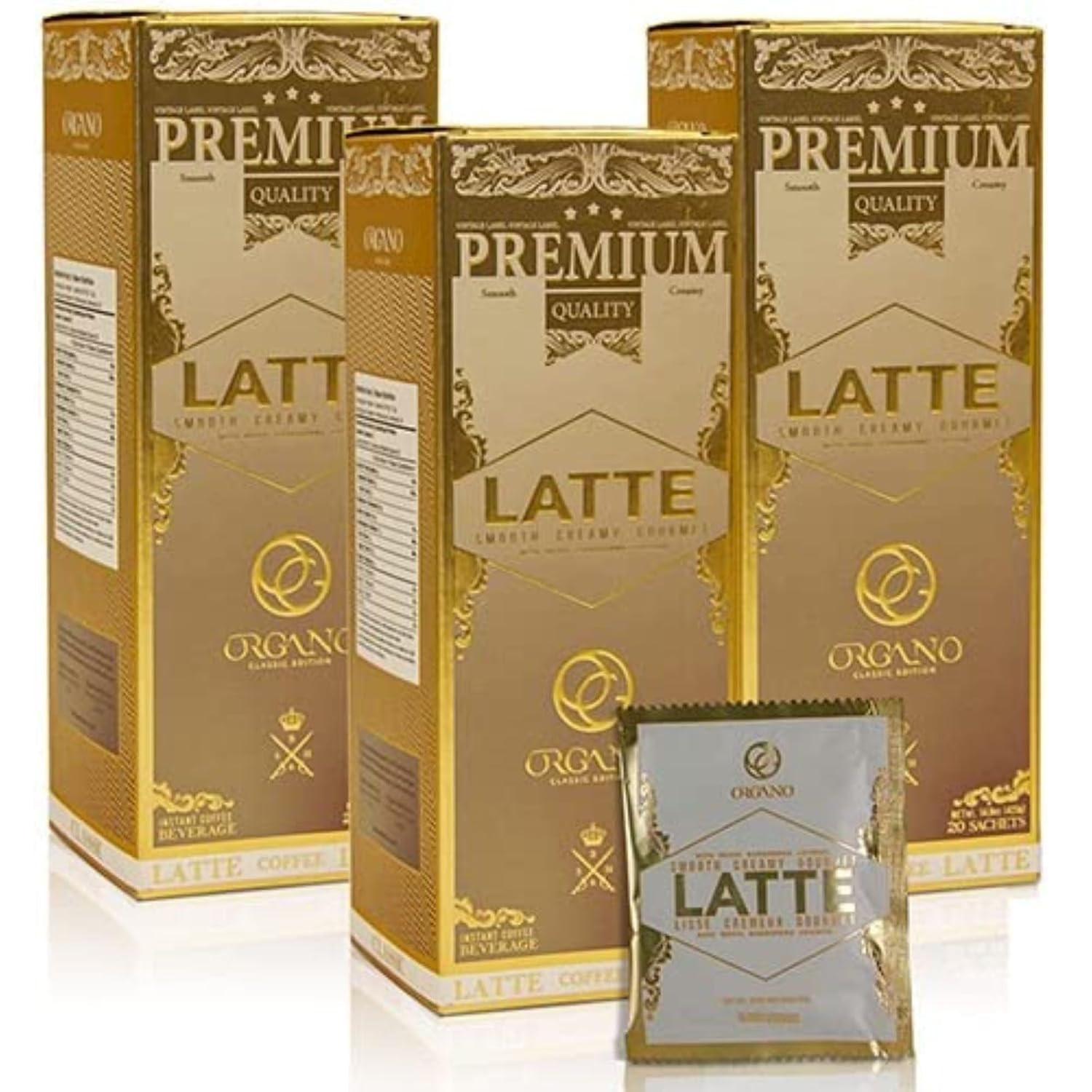 3 Boxes Gourmet Cafe Latte, 100% Certified Ganoderma Lucidum (60 Sachets)