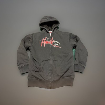 Y2K Tony Hawk Youth M Sherpa Lined Zip Up Hoodie Sweat Jacket Black & Red 10/12