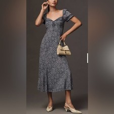 NEW Reformation Shyla Largo Puff Sleeves Midi Sun Dress sz 0