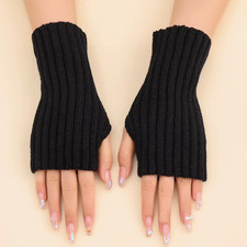 Autumn Winter Fashion Warm Fingerless Solid Color Ribbed Knitted Short Gloves Ar