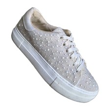Betsey Johnson x DB Sparkly Crystal Platform Sneakers Size 8M Ivory SBBRET