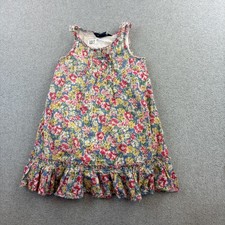 Ralph Lauren Sundress Girls 4T Multicolor Floral Ruffle Hem Lined Summer Casual