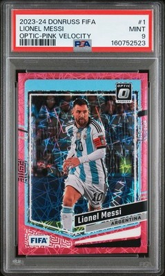 2023-24 Panini Donruss Fifa #1 Lionel Messi Optic-Pink Velocity /99 PSA 9