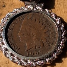 1907 indian head penny in Sterling Silver Pendant