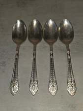1847 Rogers Bros IS Silverplate Marquise Pattern Place Spoon Set Of 4 7"