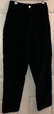 ST JOHN Luxurious Black Velvet Hi Rise Straight Leg Pants W/ Gold Logo Buttons 2