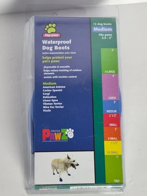 Top Paw Waterproof Dog Boots - Medium Blue 12ct Disposable Reusable PawZ Protex - Image 1 of 2