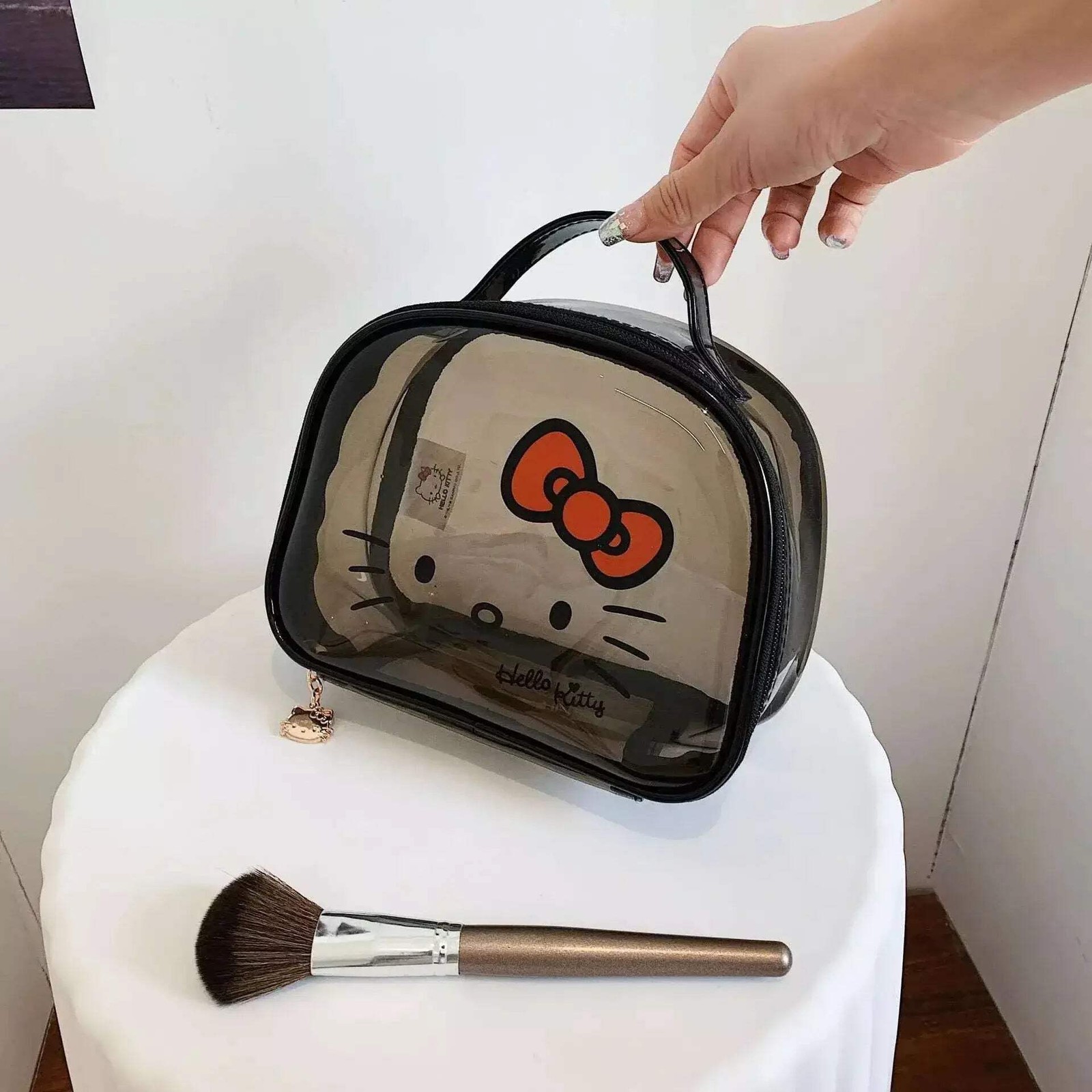 Hello Kawaii Kitty Cosmetic Black Jelly Bag image 4