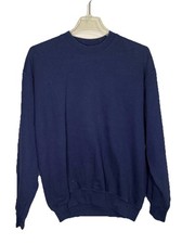 Vintage Jerzees Blank Navy Crewneck Sweatshirt Cotton Blend 90s Medium