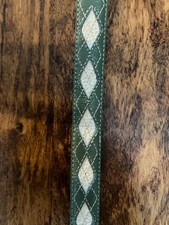Brighton Green Leather Belt with Diamond Pattern Stitching, Size 32